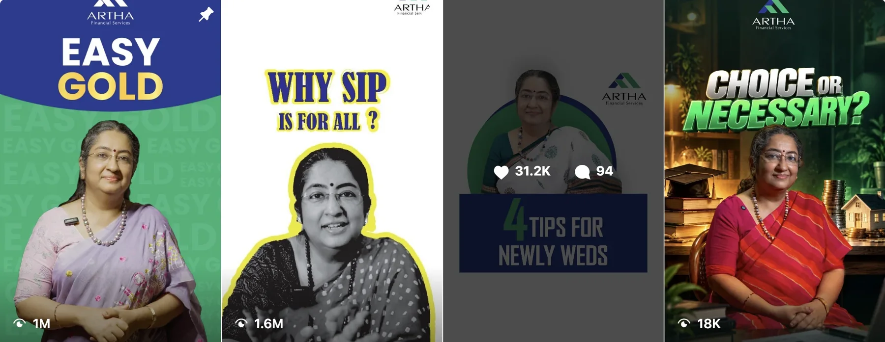 Finance & U reels by Uthara Ramakrishnan: Easy Gold with 1M views, Why SIP is for all with 1.6M views, and more