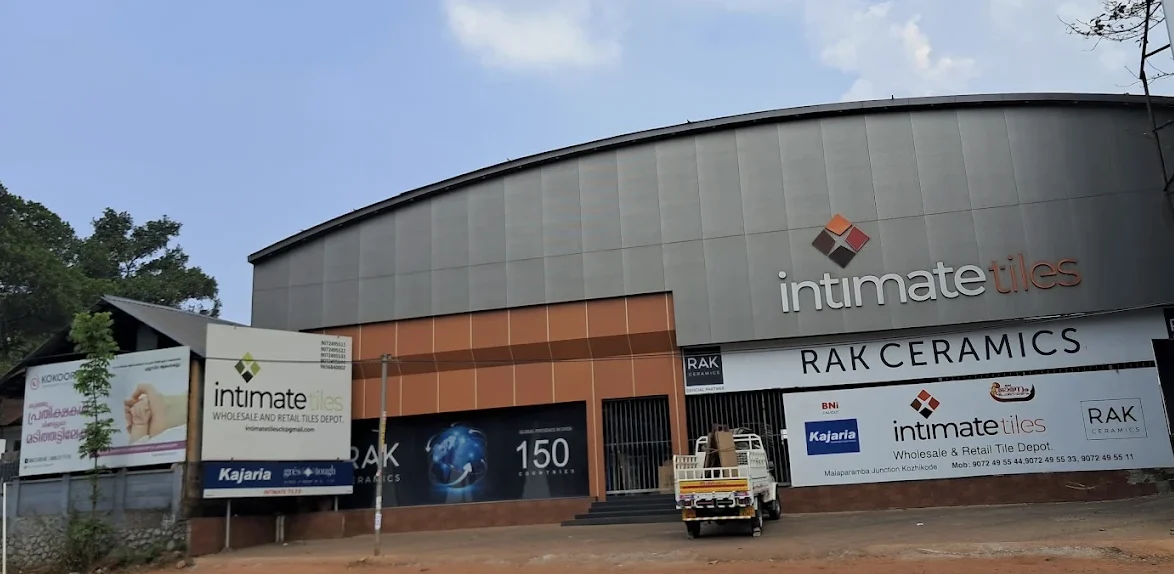 The Intimate Tiles showroom at Malaparamba Junction, Kozhikode, with the new logo on its facade and hoardings