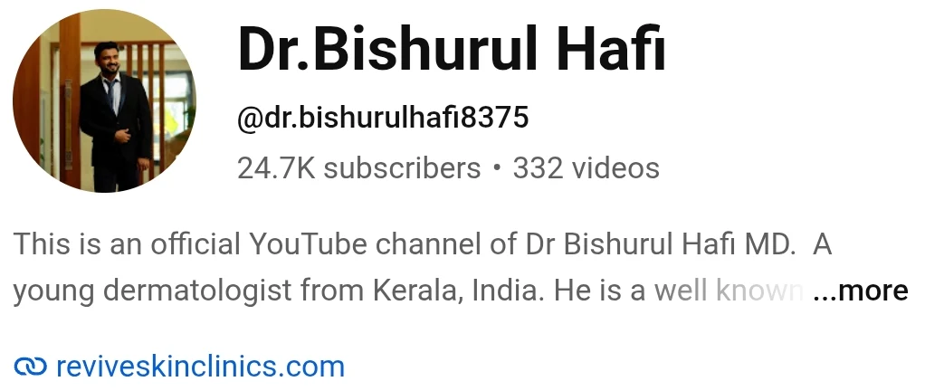 Dr. Bishurul Hafi's YouTube channel: 24.7K subscribers and 332 videos